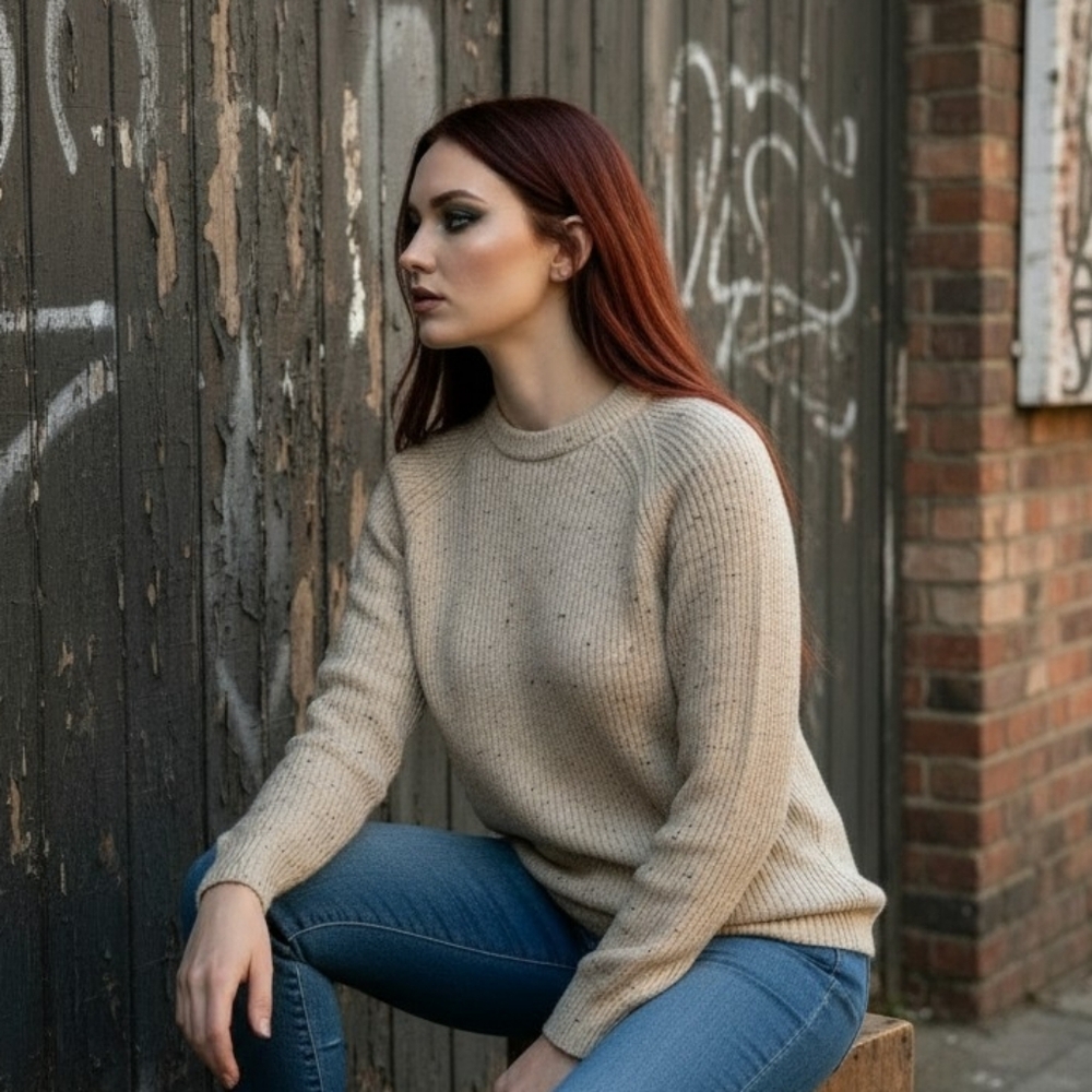 Peregrine British Wool Ford Crew Jumper oatmeal M - Picture 2 of 16